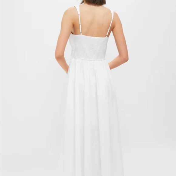 Moon River White V-Neck Pleated Midi Dress Large EUC Tuckernuck - Picture 3 of 9